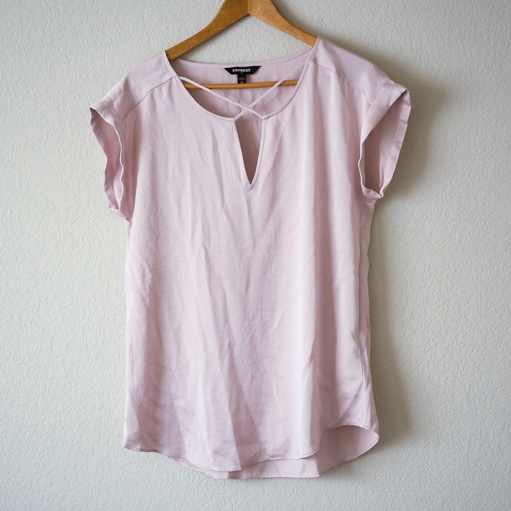 Express Mauve Pink Satin Blouse Size M